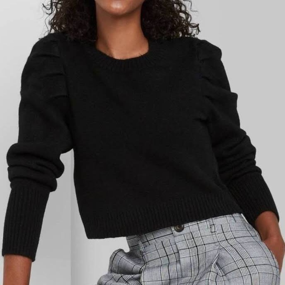NWT Wild Fable Black Puff Sleeve Sweater
